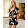 Ekouaer Pajamas Set for Women Short Sleeve Sleepwear Button Down Pjs Soft 2 Piece Lounge Sets XS-XXXL(Black Floral)