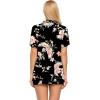 Ekouaer Pajamas Set for Women Short Sleeve Sleepwear Button Down Pjs Soft 2 Piece Lounge Sets XS-XXXL(Black Floral)
