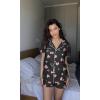 Ekouaer Pajamas Set for Women Short Sleeve Sleepwear Button Down Pjs Soft 2 Piece Lounge Sets XS-XXXL(Black With Pink Hearts)