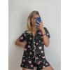 Ekouaer Pajamas Set for Women Short Sleeve Sleepwear Button Down Pjs Soft 2 Piece Lounge Sets XS-XXXL(Black With Pink Hearts)