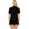 Ekouaer Pajamas Set for Women Short Sleeve Sleepwear Button Down Pjs Soft 2 Piece Lounge Sets XS-XXXL(Black With Stars)