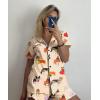 Ekouaer Pajamas Set for Women Short Sleeve Sleepwear Button Down Pjs Soft 2 Piece Lounge Sets XS-XXXL(Champagne Dog Print)
