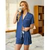 Ekouaer Pajamas Set for Women Short Sleeve Sleepwear Button Down Pjs Soft 2 Piece Lounge Sets XS-XXXL(Clear Blue)
