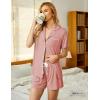 Ekouaer Pajamas Set for Women Short Sleeve Sleepwear Button Down Pjs Soft 2 Piece Lounge Sets XS-XXXL(Dark Pink)