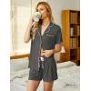 Ekouaer Pajamas Set for Women Short Sleeve Sleepwear Button Down Pjs Soft 2 Piece Lounge Sets XS-XXXL(Deep Flower Gray)