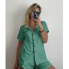 Ekouaer Pajamas Set for Women Short Sleeve Sleepwear Button Down Pjs Soft 2 Piece Lounge Sets XS-XXXL(Gray Green)