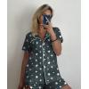 Ekouaer Pajamas Set for Women Short Sleeve Sleepwear Button Down Pjs Soft 2 Piece Lounge Sets XS-XXXL(Gray Star Print)