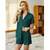 Ekouaer Pajamas Set for Women Short Sleeve Sleepwear Button Down Pjs Soft 2 Piece Lounge Sets XS-XXXL(Green)