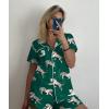 Ekouaer Pajamas Set for Women Short Sleeve Sleepwear Button Down Pjs Soft 2 Piece Lounge Sets XS-XXXL(Green Tiger Print)