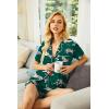 Ekouaer Pajamas Set for Women Short Sleeve Sleepwear Button Down Pjs Soft 2 Piece Lounge Sets XS-XXXL(Green Tiger Print)