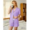 Ekouaer Pajamas Set for Women Short Sleeve Sleepwear Button Down Pjs Soft 2 Piece Lounge Sets XS-XXXL(Lavender)