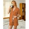 Ekouaer Pajamas Set for Women Short Sleeve Sleepwear Button Down Pjs Soft 2 Piece Lounge Sets XS-XXXL(Light Brown)
