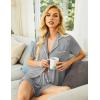 Ekouaer Pajamas Set for Women Short Sleeve Sleepwear Button Down Pjs Soft 2 Piece Lounge Sets XS-XXXL(Light Floral Grey)