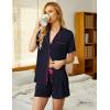 Ekouaer Pajamas Set for Women Short Sleeve Sleepwear Button Down Pjs Soft 2 Piece Lounge Sets XS-XXXL(Navy Blue)
