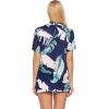 Ekouaer Pajamas Set for Women Short Sleeve Sleepwear Button Down Pjs Soft 2 Piece Lounge Sets XS-XXXL(Navy Leaves)