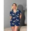 Ekouaer Pajamas Set for Women Short Sleeve Sleepwear Button Down Pjs Soft 2 Piece Lounge Sets XS-XXXL(Navy With Zebra Print)
