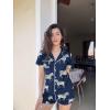 Ekouaer Pajamas Set for Women Short Sleeve Sleepwear Button Down Pjs Soft 2 Piece Lounge Sets XS-XXXL(Navy With Zebra Print)
