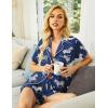 Ekouaer Pajamas Set for Women Short Sleeve Sleepwear Button Down Pjs Soft 2 Piece Lounge Sets XS-XXXL(Navy With Zebra Print)