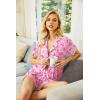 Ekouaer Pajamas Set for Women Short Sleeve Sleepwear Button Down Pjs Soft 2 Piece Lounge Sets XS-XXXL(Pink Bow Print)