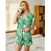 Ekouaer Pajamas Set for Women Short Sleeve Sleepwear Button Down Pjs Soft 2 Piece Lounge Sets XS-XXXL(Pink Leaves)