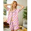 Ekouaer Pajamas Set for Women Short Sleeve Sleepwear Button Down Pjs Soft 2 Piece Lounge Sets XS-XXXL(Pink With Boot Print)
