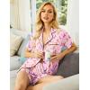 Ekouaer Pajamas Set for Women Short Sleeve Sleepwear Button Down Pjs Soft 2 Piece Lounge Sets XS-XXXL(Pink With Boot Print)