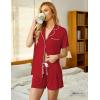 Ekouaer Pajamas Set for Women Short Sleeve Sleepwear Button Down Pjs Soft 2 Piece Lounge Sets XS-XXXL(Red)