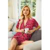 Ekouaer Pajamas Set for Women Short Sleeve Sleepwear Button Down Pjs Soft 2 Piece Lounge Sets XS-XXXL(Red Heart Print)
