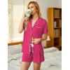 Ekouaer Pajamas Set for Women Short Sleeve Sleepwear Button Down Pjs Soft 2 Piece Lounge Sets XS-XXXL(Rose Red)