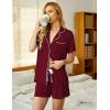 Ekouaer Pajamas Set for Women Short Sleeve Sleepwear Button Down Pjs Soft 2 Piece Lounge Sets XS-XXXL(Wine Red)