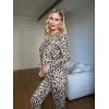 Ekouaer Pajamas Women’s Long Sleeve Sleepwear with Long Pants Soft Loungewear Pj Set S-XXL(Apricot Leopard Print)