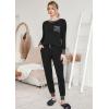 Ekouaer Pajamas Women’s Long Sleeve Sleepwear with Long Pants Soft Loungewear Pj Set S-XXL(Black)