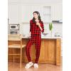 Ekouaer Pajamas Women’s Long Sleeve Sleepwear with Long Pants Soft Loungewear Pj Set S-XXL(Black and Red Plaid)