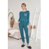 Ekouaer Pajamas Women’s Long Sleeve Sleepwear with Long Pants Soft Loungewear Pj Set S-XXL(Blue Green)