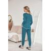 Ekouaer Pajamas Women’s Long Sleeve Sleepwear with Long Pants Soft Loungewear Pj Set S-XXL(Blue Green)