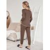 Ekouaer Pajamas Women’s Long Sleeve Sleepwear with Long Pants Soft Loungewear Pj Set S-XXL(Brown)