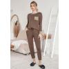 Ekouaer Pajamas Women’s Long Sleeve Sleepwear with Long Pants Soft Loungewear Pj Set S-XXL(Brown)