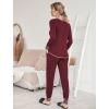 Ekouaer Pajamas Women’s Long Sleeve Sleepwear with Long Pants Soft Loungewear Pj Set S-XXL(Cherry Red)
