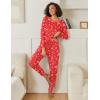 Ekouaer Pajamas Women’s Long Sleeve Sleepwear with Long Pants Soft Loungewear Pj Set S-XXL(Christmas Tree on Red)