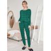 Ekouaer Pajamas Women’s Long Sleeve Sleepwear with Long Pants Soft Loungewear Pj Set S-XXL(Green Small Point)