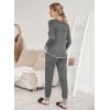 Ekouaer Pajamas Women’s Long Sleeve Sleepwear with Long Pants Soft Loungewear Pj Set S-XXL(Middle Grey)