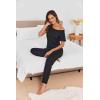 Ekouaer Pajamas for Women Set 2 Piece Comfy Loungewear, Lightweight Pjs Sleepwear, Short Sleeve Top & Long Pants with Pockets(1 Pack-black)