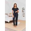 Ekouaer Pajamas for Women Set 2 Piece Comfy Loungewear, Lightweight Pjs Sleepwear, Short Sleeve Top & Long Pants with Pockets(1 Pack-black)