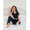 Ekouaer Pajamas for Women Set 2 Piece Comfy Loungewear, Lightweight Pjs Sleepwear, Short Sleeve Top & Long Pants with Pockets(1 Pack-black)