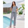 Ekouaer Pajamas for Women Set 2 Piece Comfy Loungewear, Lightweight Pjs Sleepwear, Short Sleeve Top & Long Pants with Pockets(1 Pack-dark Gray)