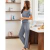 Ekouaer Pajamas for Women Set 2 Piece Comfy Loungewear, Lightweight Pjs Sleepwear, Short Sleeve Top & Long Pants with Pockets(1 Pack-dark Gray)