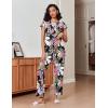 Ekouaer Pajamas for Women Set 2 Piece Comfy Loungewear, Lightweight Pjs Sleepwear, Short Sleeve Top & Long Pants with Pockets(Black Floral+black)