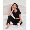 Ekouaer Pajamas for Women Set 2 Piece Comfy Loungewear, Lightweight Pjs Sleepwear, Short Sleeve Top & Long Pants with Pockets(Black Floral+black)