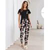 Ekouaer Pajamas for Women Set 2 Piece Comfy Loungewear, Lightweight Pjs Sleepwear, Short Sleeve Top & Long Pants with Pockets(Black Floral+pink Floral)
