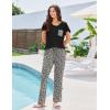 Ekouaer Pajamas for Women Set 2 Piece Comfy Loungewear, Lightweight Pjs Sleepwear, Short Sleeve Top & Long Pants with Pockets(Black+leopard Print)